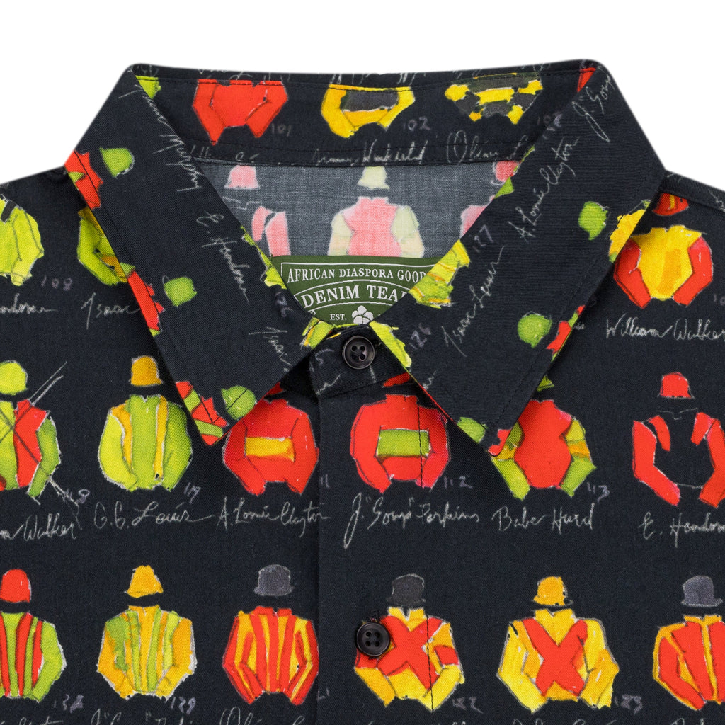 Black Watercolor Jockey Button Up
