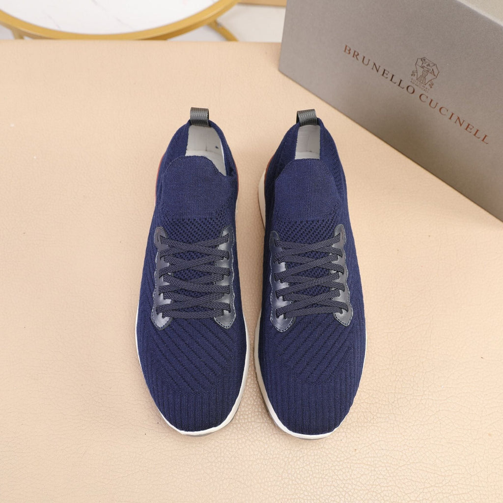 Brunello Cucinelli Navy Knit Sneakers