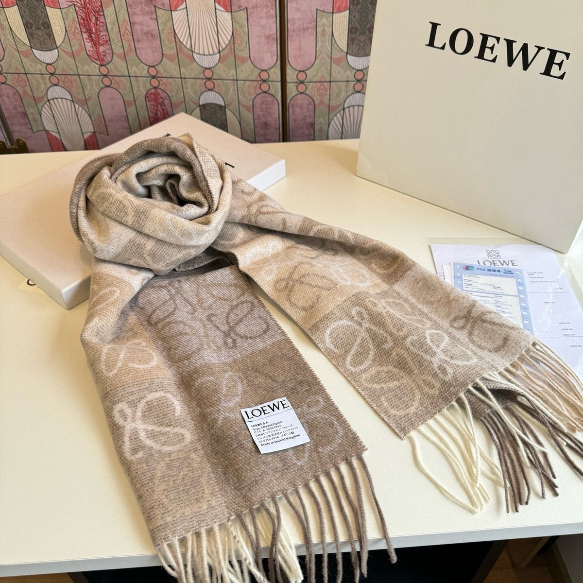 Loewe Fringed Patterned Scarf